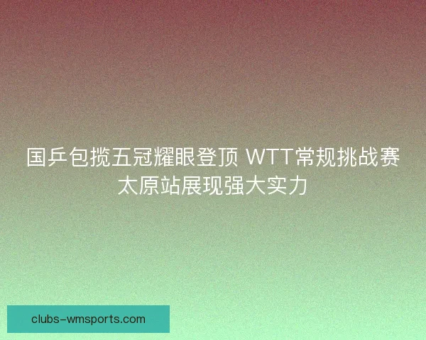 国乒包揽五冠耀眼登顶 WTT常规挑战赛太原站展现强大实力